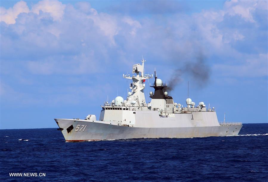 Missile frigate Yuncheng sails to the water area near south China