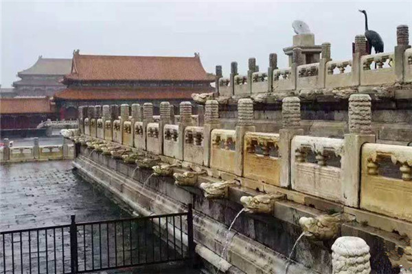 The 600-year-old Palace Museum, or the Forbidden City, remained free of flooding, thanks to its sound - albeit ancient - drainage system.