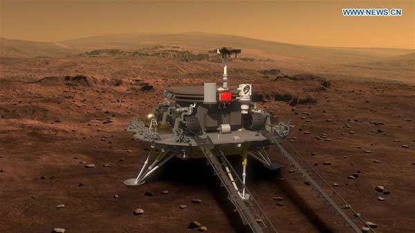 Picture released on Aug. 23, 2016 by lunar probe and space project center of Chinese State Adiministration of Science, Technology and Industry for National Defence shows the concept portraying what the Mars rover and lander would look like. Image of China