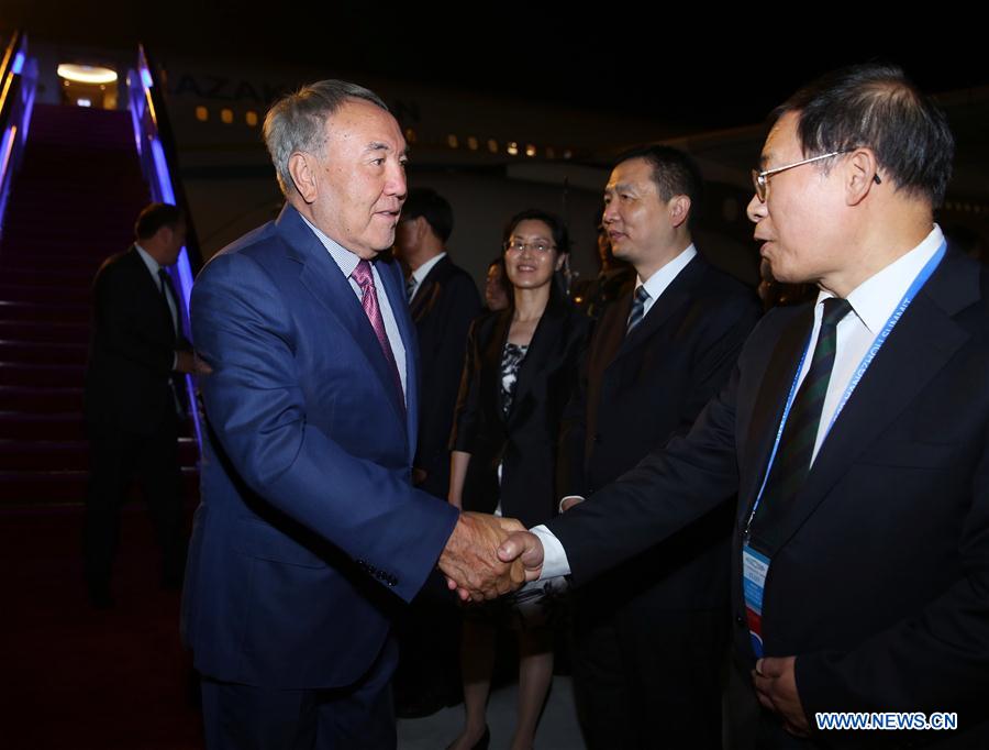 Kazakh President Nursultan Nazarbayev arrives in China
