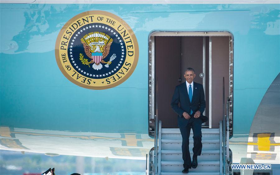 U.S. President Barack Obama arrives for the 11th summit of the Group of 20 (G20) in Hangzhou, capital of east China