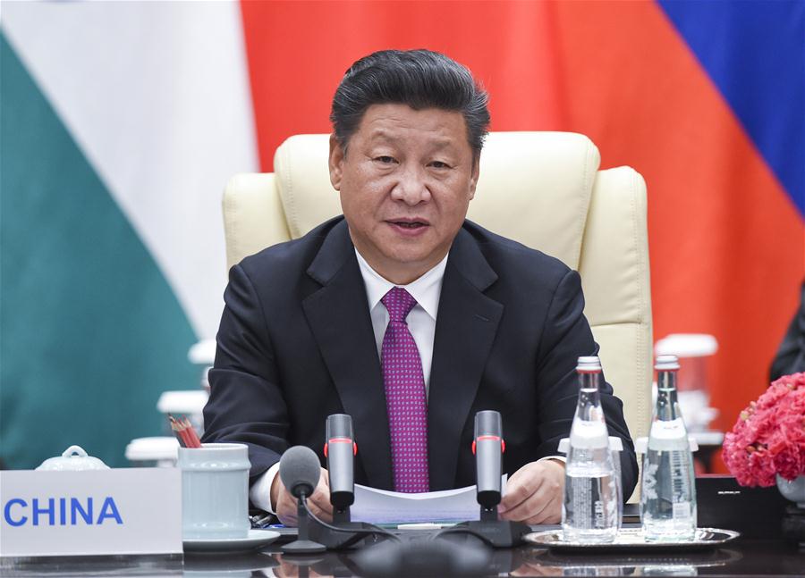 Chinese President Xi Jinping attends a BRICS leaders