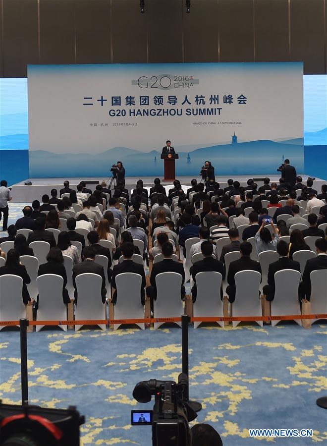 Chinese President Xi Jinping attends a press conference after the 11th summit of the Group of 20 (G20) major economies in Hangzhou, capital of east China