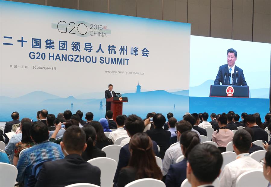 Chinese President Xi Jinping attends a press conference after the 11th summit of the Group of 20 (G20) major economies in Hangzhou, capital of east China