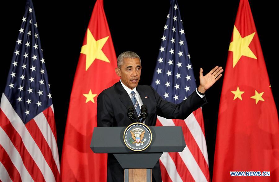 U.S. President Barack Obama speaks during a press conference after the 11th G20 summit in Hangzhou, capital of east China