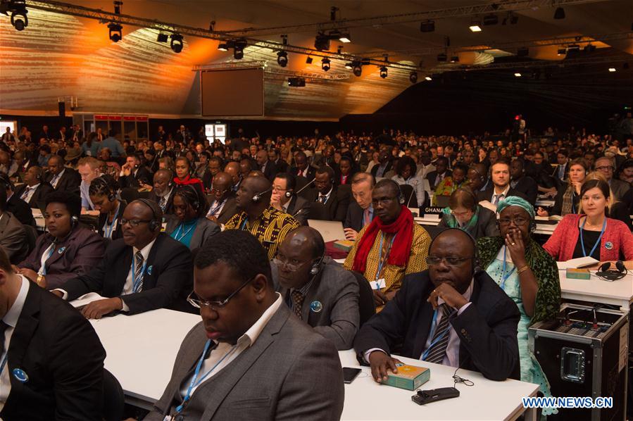 Delegates attend the opening ceremony of COP22 in Marrakech, Morocco, Nov. 7, 2016. The 22nd Conference of Parties (COP22) to the United Nations Framework Convention on Climate Change (UNFCCC) kicked off here on Monday. (Xinhua/Meng Tao) 