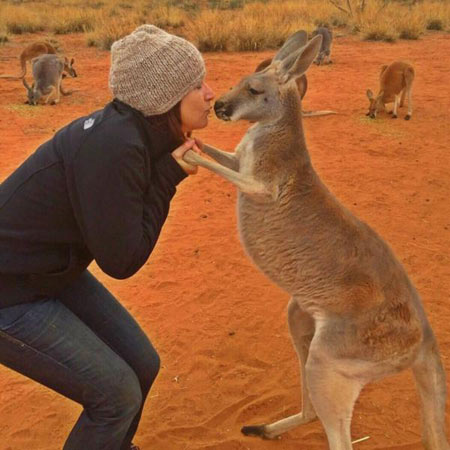 In a kangaroo sanctuary in Australia