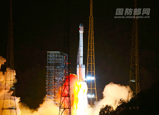 The No.2 telecommunication technology test satellite is launched by a Long March-3B carrier rocket from the Xichang Satellite Launch Center in southwest China