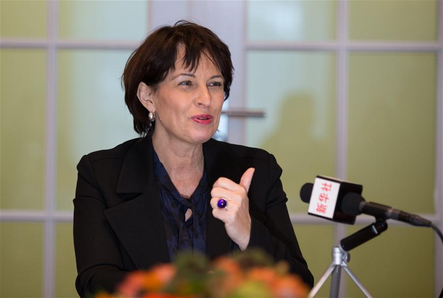 Swiss President Doris Leuthard speaks during an interview with Xinhua in Bern, Switzerland, on Jan. 12, 2017. Swiss President Doris Leuthard said Thursday that the upcoming visit of Chinese President Xi Jinping will have a stabilizing effect on both Europe and the world in light of the many changes and challenges affecting the international landscape. (Xinhua/Xu Jinquan)
