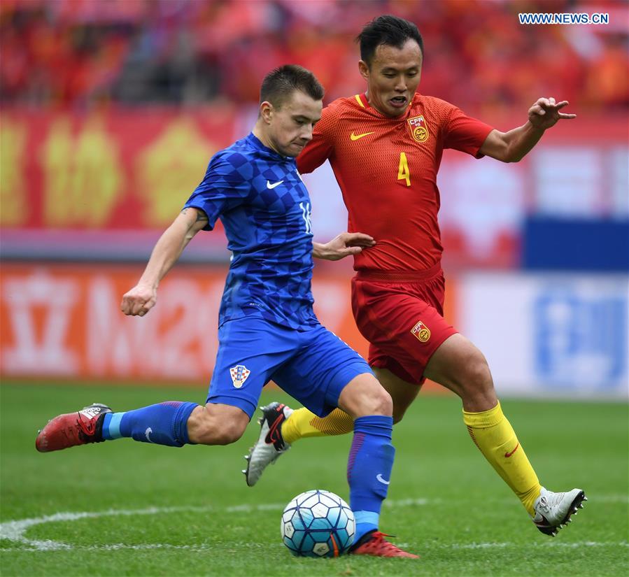 China pulled it even at the 89th minute and went on to beat Croatia in penalty shootout on Saturday, finishing third at the 2017 Gree China Cup International Football Championship which also features Chile and Iceland. (Xinhua) 