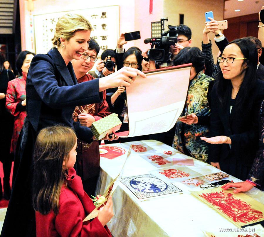 Ivanka Trump (L), daughter of U.S. President Donald Trump, attends the Chinese Embassy