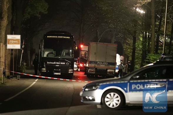 Photo taken on April 11, 2017 shows the German soccer team Dortmund