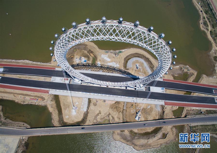 The single-tower cable-stayed bridge is 225 meters long. The 