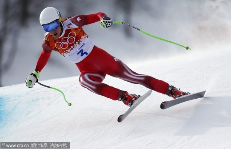 [高清組圖]冬奧高山滑雪男子速降 梅耶爾奪冠