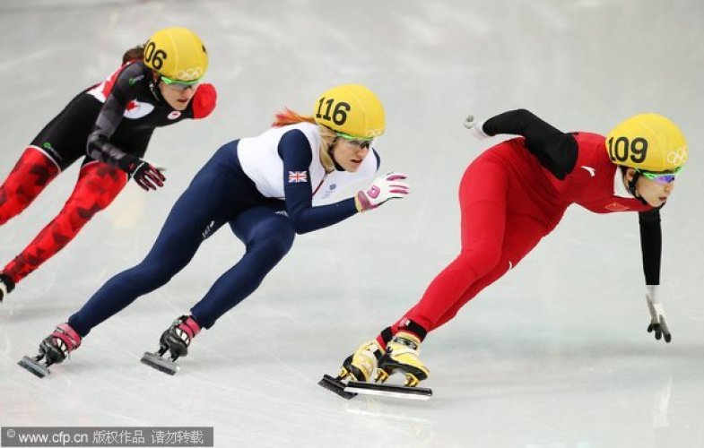 [高清組圖]短道速滑女子500米1/4決賽 中國三將晉級