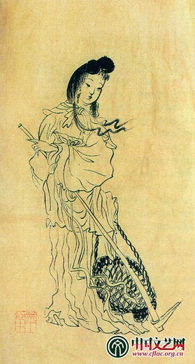 齊白石臨摹《芥子園畫譜》中的《黛玉葬花》