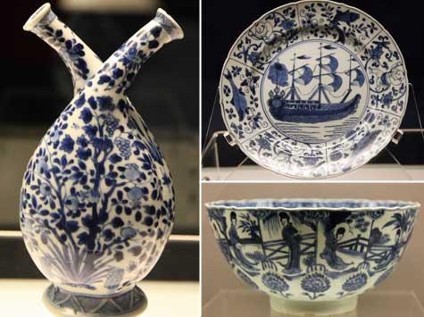 A porcelain exhibition gathering works created during the Ming and Qing dynasties are exhibited on the fourth floor of the Shanghai Museum.