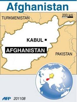 A map of Afghanistan locating the capital Kabul. NATO foreign ministers sealed Friday a plan for international troops and civilian staff in Afghanistan to hand over responsibility to the local military and government. (AFP/Graphic) 