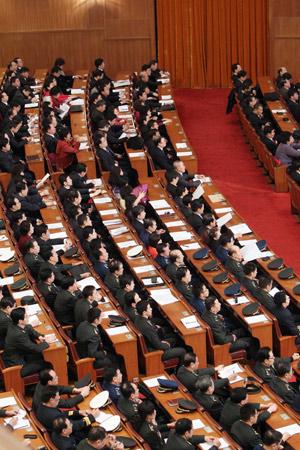 The second plenary meeting of the Third Session of the 11th National People's Congress (NPC) is held at the Great Hall of the People in Beijing, capital of China, March 8, 2010. (Xinhua/Liu Weibing)