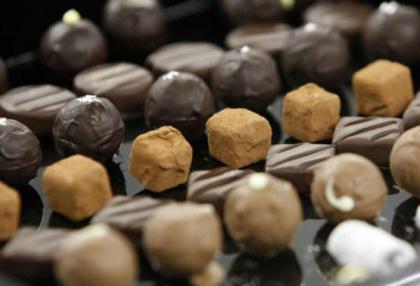 Chocolates are pictured during the opening of the Nestle Chocolate Centre of Excellence in Broc near Fribourg September 7, 2009. The Chocolate Centre of Excellence is dedicated to the research and development of chocolate products.(Xinhua/Reuters Photo)
