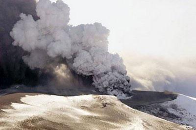 This aerial view shows the Eyjafjallajokull volcano billowing smoke and ash during an eruption. Among the hundreds of thousands of travellers stranded after the eruption, Freysteinn Sigmundsson can perhaps claim to be more frustrated than most. (AFP/Halldor Kolbeins)