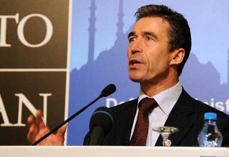 NATO Secretary-General Anders Fogh Rasmussen speaks during a news conference after the Informal Meetings of NATO Defence Minister in Istanbul, Turkey, on Feb. 5, 2010. 