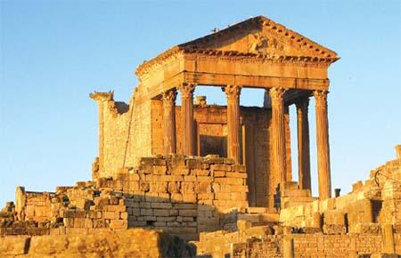 These ruins at Dougga are an example of the traces of 700 years Roman rule that can be seen everywhere in Tunisia to this day.