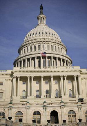 Photo taken on March 21, 2010 shows the Capitol Hill in the United States. U.S. House of Representatives passed the Senate version of health insurance reform bill. (Xinhua/Zhang Jun)