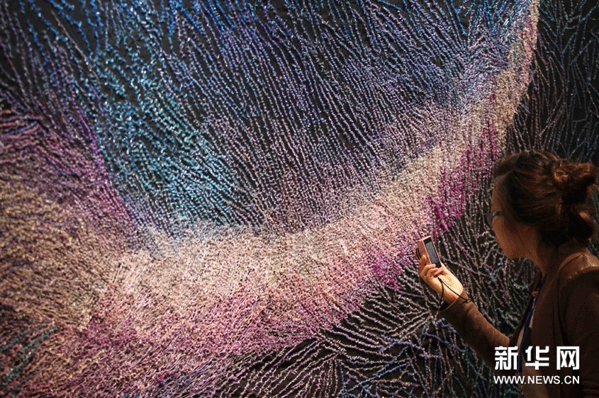 11月8日，參觀者被第七屆國際纖維藝術雙年展上的展品吸引。