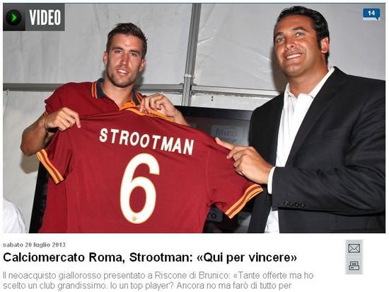 《羅馬體育報》：羅馬為斯特羅曼解封本已退役的6號球衣