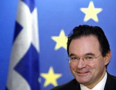 Greece's Finance Minister George Papaconstantinou holds a news conference after a European Union finance ministers meeting in Brussels March 16, 2010. REUTERS/Yves Herman