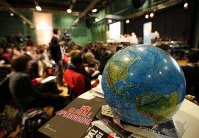 A globe is placed on a table during the "Klimaforum09" conference in Copenhagen December 10, 2009. Copenhagen is the host city for the United Nations Climate Change Conference 2009, which lasts from December 7 until December 18. REUTERS/Christian Charisius