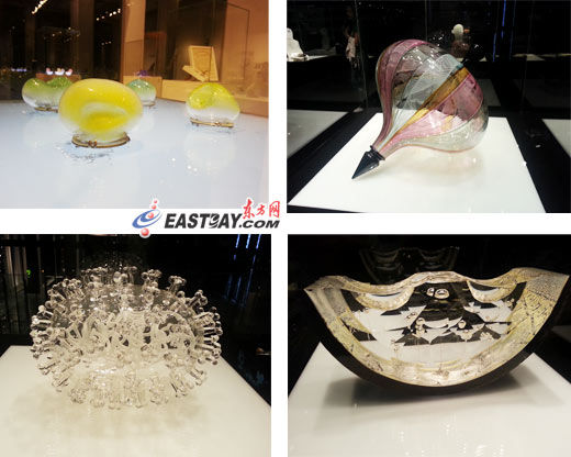上海玻璃博物館展廳中的玻璃藝術品 