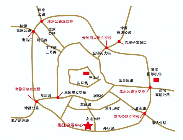 天津梅江會展中心交通路線圖