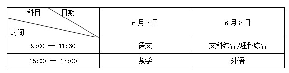 教育部發佈2013年高考全國統考科目時間安排