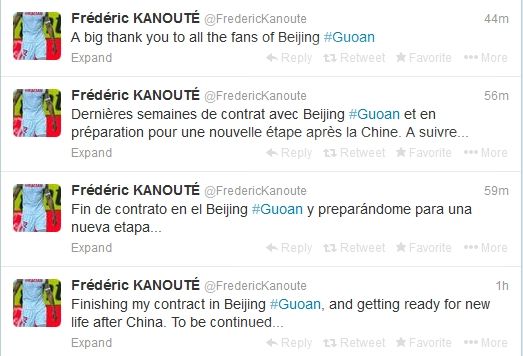 卡努特在推特上表示自己與國安的合同結束了