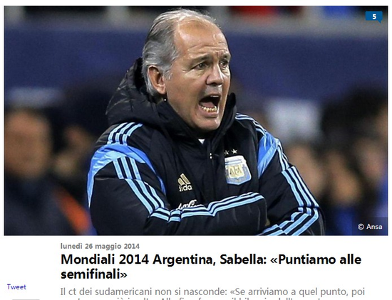 《羅馬體育報》：薩維利亞表示，阿根廷隊要進半決賽