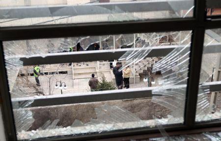 The shattered window is seen near the scene of a bomb explosion which killed Dr. Massoud Ali-Mohammadi outside his residence in Tehran, capital of Iran, Jan. 12, 2010. (Xinhua/Mehr News Agency)