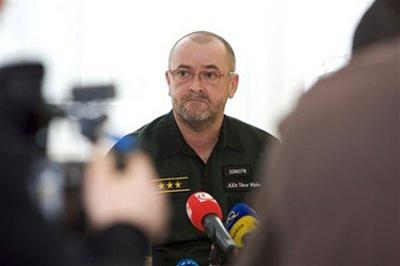 Tibor Mako, head of the Slovak border and foreign police, talks to reporters in Poprad, Slovakia, on Wednesday, Jan 6, 2010. (AP Photo/CTK, Kamil Pisko)