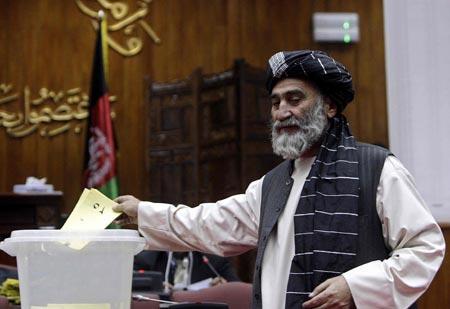 An Afghan parliament member votes on the cabinet in Kabul, January 2, 2010. (Xinhua/Reuters, File Photo)