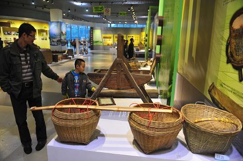 12月1日，觀眾在參觀廣西傳統農具。新華社記者 黃孝邦 攝