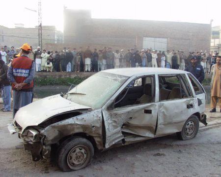 At least three policemen were critically injured in a remote-controlled explosion near a private school in Charsadda, the outskirts of the northwestern Pakistani city of Peshawar on Thursday morning, police said.