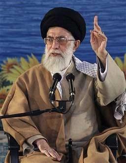 Iranian supreme leader Ayatollah Ali Khamenei, delivers a speech, Thursday, Jan. 3, 2008. (AP Photo/ISNA,Morteza Farajabadi) 