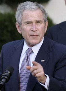 U.S. President George W. Bush makes a statement in the Rose Garden of the White House in Washington Jan. 8, 2008.(Xinhua/Reuters Photo)