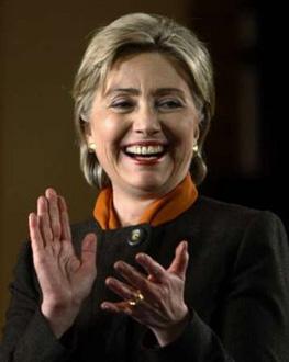 Democratic presidential candidate U.S. Senator Hillary Clinton arrives at a town hall meeting at West Central Community Center in Spokane, Washington Feb. 8, 2008. (Xinhua/Reuters Photo)