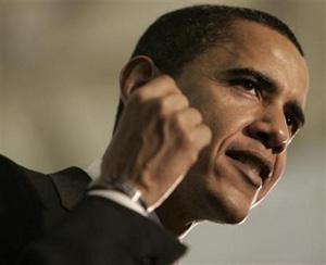 Democratic presidential candidate Senator Barack Obama speaks during a town hall meeting at the Community College of Beaver County in Monaca, Pennsylvania March 17, 2008. [Agencies]