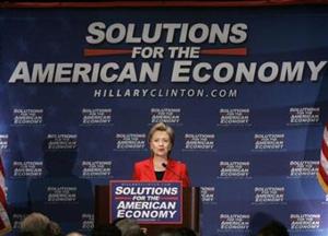 US Democratic presidential candidate Senator Hillary Clinton (D-NY) speaks during a campaign event at the University of Pennsylvania in Philadelphia, Pennsylvania March 24, 2008. [Agencies]