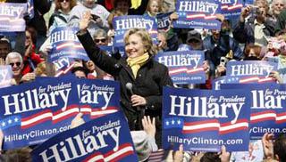 U.S. Democratic presidential candidate Senator Hillary Clinton speaks to supporters during a campaign stop in South Bend, Indiana April 26, 2008.