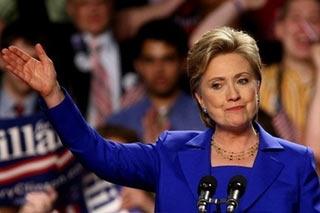 Democratic presidential hopeful. Hillary Clinton waves to supporters in New York City. Barack Obama made history Tuesday, capturing the Democratic White House nomination as the first black candidate atop a major-party ticket, after a giant-slaying win over Clinton.(AFP/GettyImages/ChrisMcgrath)