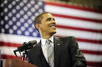 US Democratic presidential candidate Illinois Senator Barack Obama smiles during a rally at the Crown Center Coliseum in Fayetteville, North Carolina. Barack Obama basked Sunday in the endorsement of former secretary of state Colin Powell and a huge cash haul that left the Democrat set fair for the epic White House campaign's final fortnight.(AFP/Emmanuel Dunand)